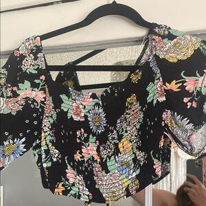 Maaji floral crop top smocked tie